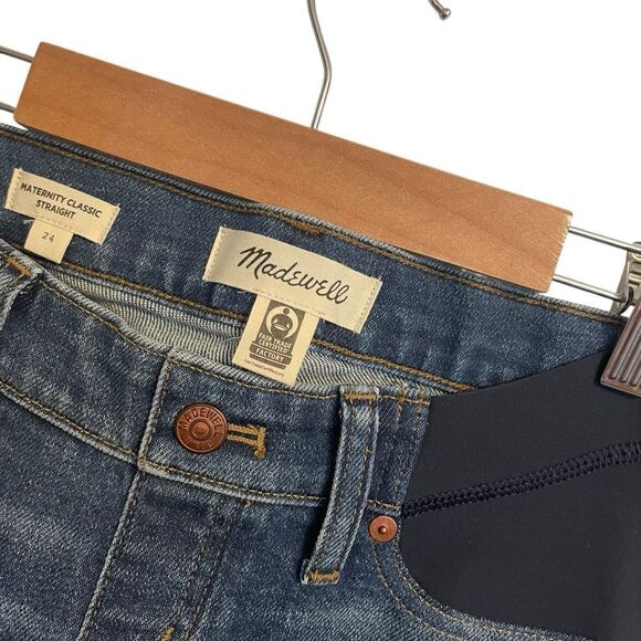 Madewell Maternity Classic Straight Dark Wash Jeans Size 24 NWT - Picture 3 of 7